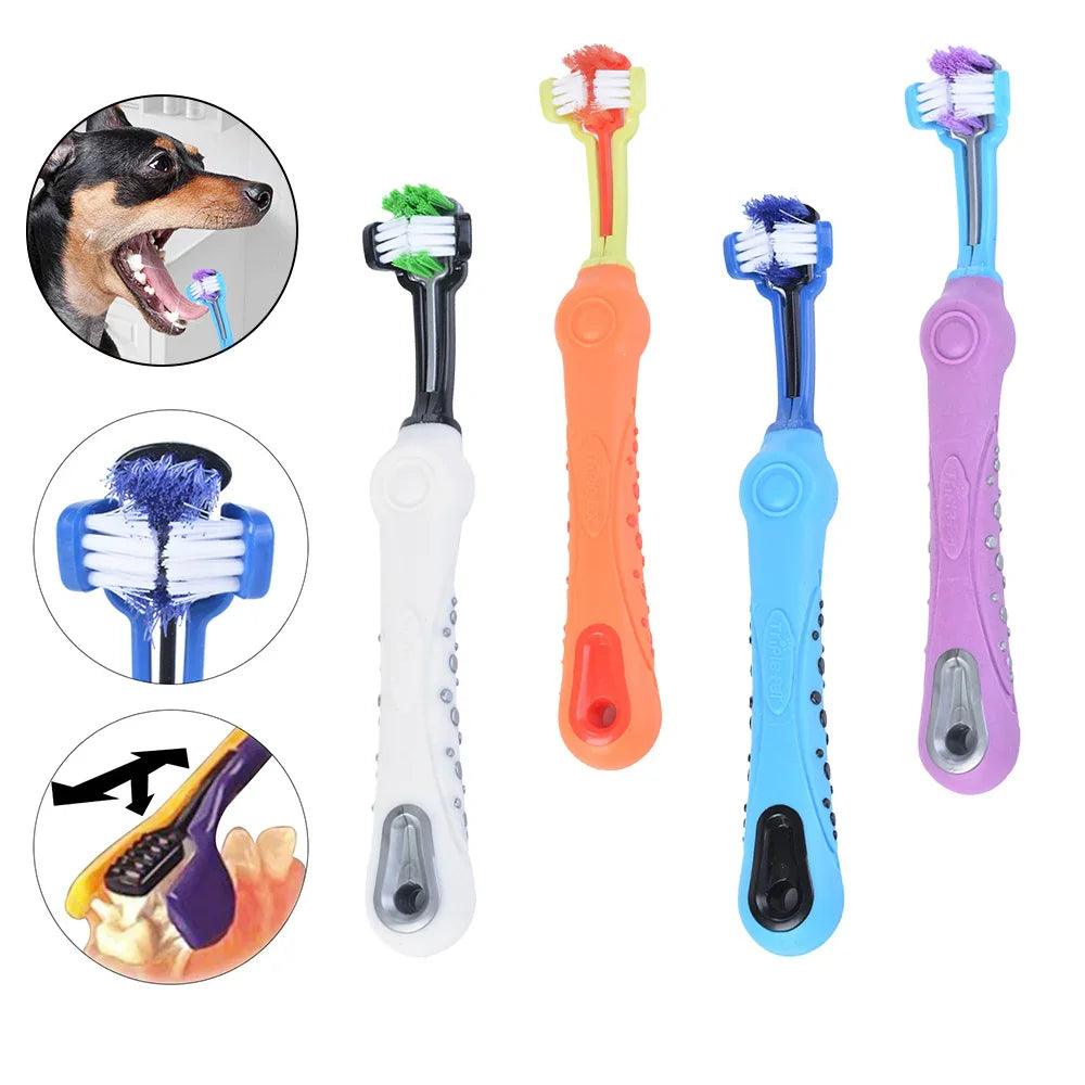 Brosse à dents pour animaux à trois côtés Brosse pour chien Mauvaise haleine Soin des dents et du tartreEX-STOCK Canada