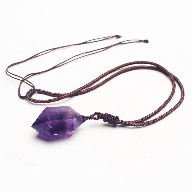 Natural Amethyst Hexagonal Crystal Pendant - EX-STOCK Canada