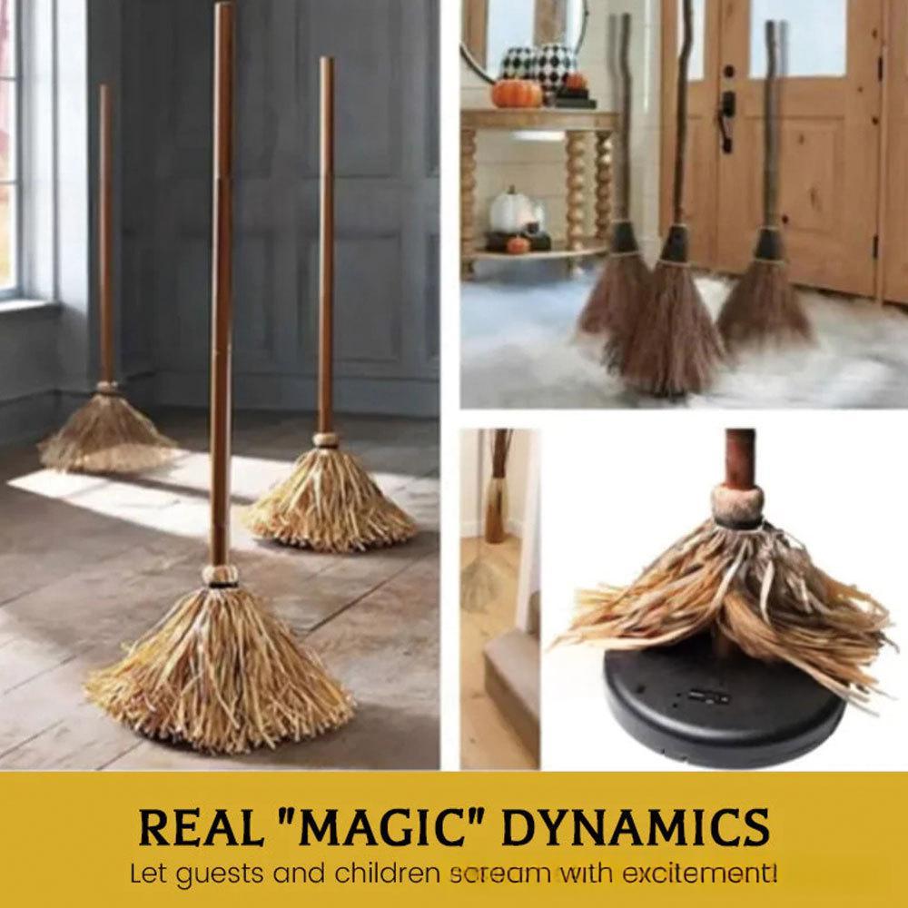 Sound-activated animated Halloween moving broom 1 metre prop – product view 3