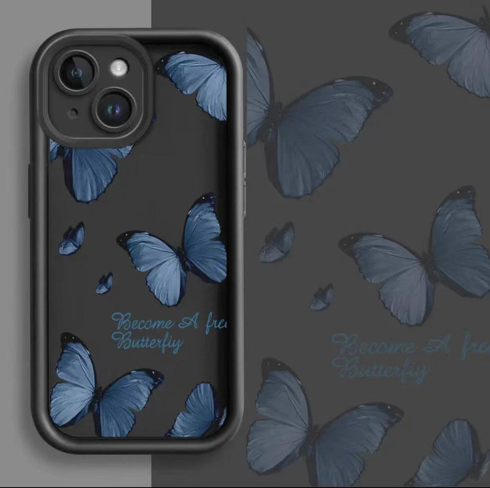Custodia per telefono resistente alle cadute con bordatura stampata a farfalla bluEX-STOCK Canada