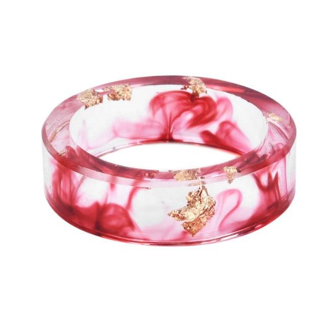 New dried flower resin ring Sen Xiao small handmade flower gold foil color Epoxy ring - EX-STOCK Canada
