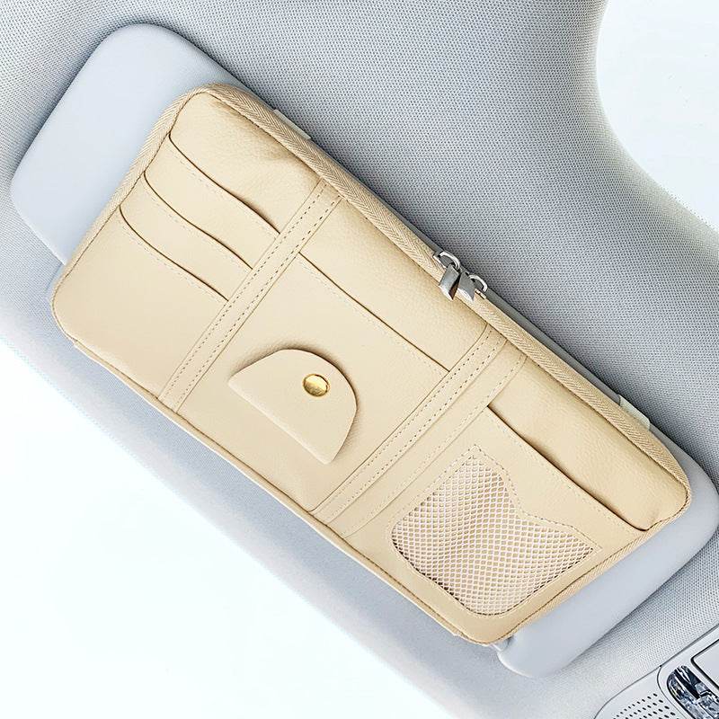 Car Sun Visor Organizer Storage Holder Full Leather Wrap - EX-STOCK Canada
