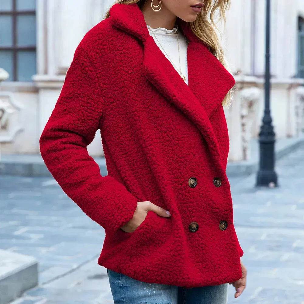 Lapel Winter Fleece Fluffy Jacket Cardigan Sweater for women - EX-STOCK Canada