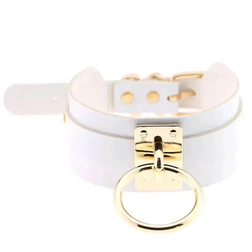 Gothic Punk Wide PU Leather O Ring BDSM Collar Choker Necklace Women Bondage Collar - EX-STOCK Canada