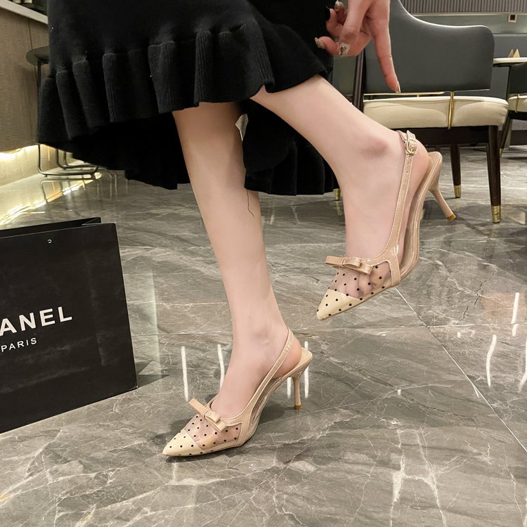 2026 Neue Ankunft Geschlossene Damenabsätze, Sommer Offene Spitz-Toe Stiletto-Sandalen mit Schleife & Tüll, Sexy Einzel-Pumps