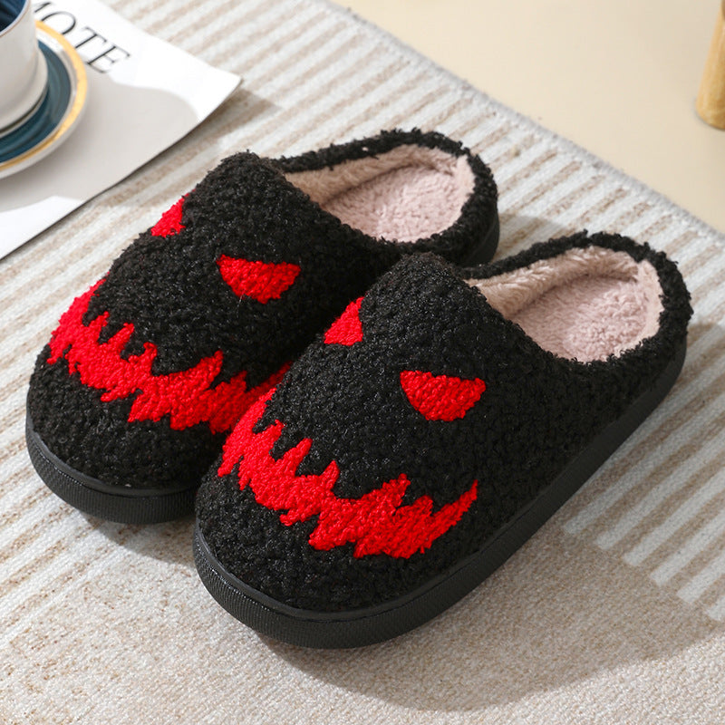 Halloween Skull Cartoon Print Slippers Warm Winter Slippers For Men Women Couple Home Shoes Indoor Cotton Slippers EX-STOCK