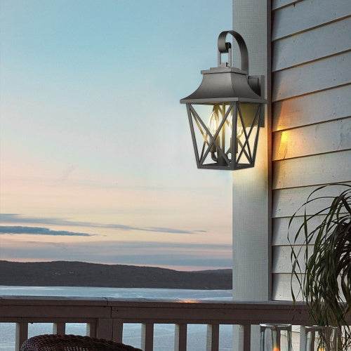 Black Outdoor Wall Light 2 Lights, Large Outdoor Modern Wall Light Fixtures, Industrial Porch Light Wall Mounted With Glass, Waterproof Farmhouse Exterior Light Lighting - EX-STOCK Canada