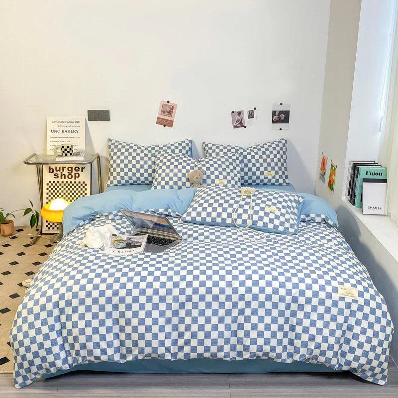 Solid Color Double Stitching Washed Cotton Duvet Cover Bedding EX-STOCK Canada