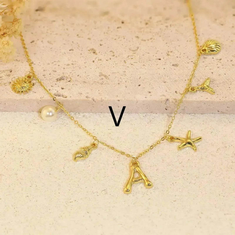 26 Bamboo Letter Necklace Starfish Shell Necklace for Women - EX-STOCK Canada