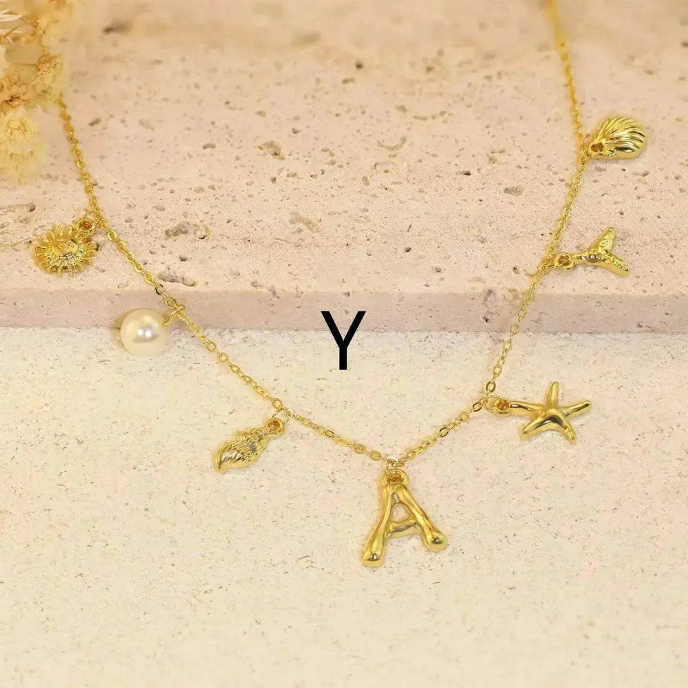 26 Bamboo Letter Necklace Starfish Shell Necklace for Women - EX-STOCK Canada