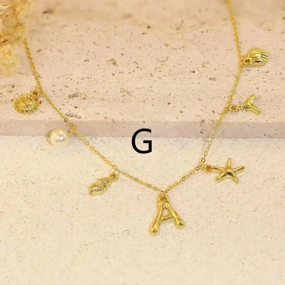 26 Bamboo Letter Necklace Starfish Shell Necklace for Women - EX-STOCK Canada