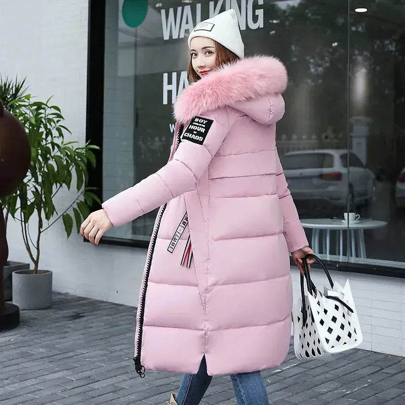 Long Zip up Faux fur Collar Hooded Winter Puffer coat women - EX-STOCK Canada