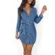 Elegant Ladies denim Mini shirt dress - EX-STOCK Canada
