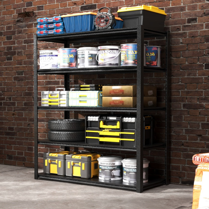 Tier Metal Shelves For Storage Garage Shelving 2000LBS Heavy Duty Storage Shelves Adjustable Garage Shelf Industrial Shelving Unit Storage Utility Rack,Black EX-STOCK