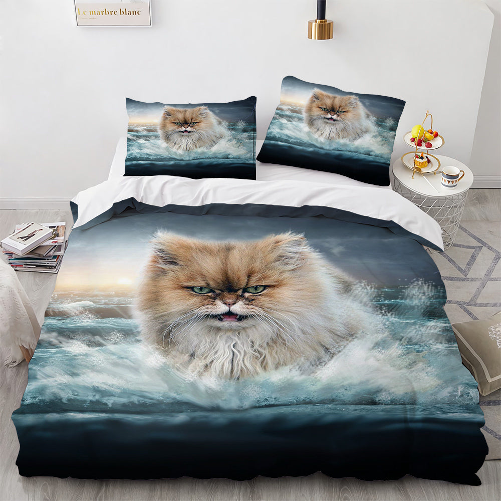 White Cute Cat Bedding Set Girl Ladies Bedroom Comfort Duvet Cover EX-STOCK Canada