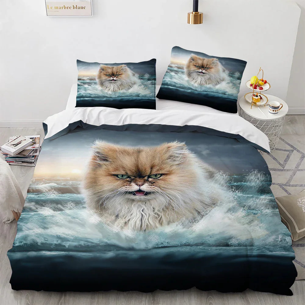 White Cute Cat Bedding Set Girl Ladies Bedroom Comfort Duvet Cover EX-STOCK Canada