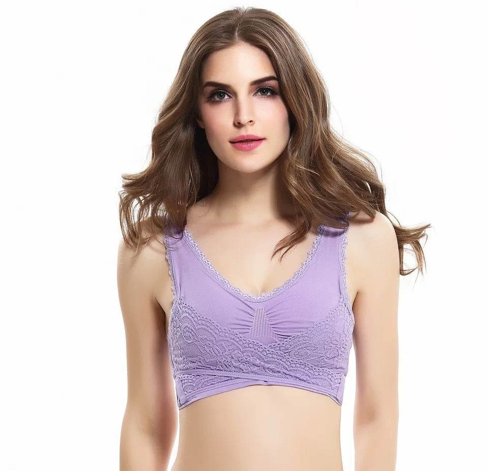 Front Cross Side Buckle Lace Side Non-Wire Sports Fitness Bra women - EX-STOCK Canada