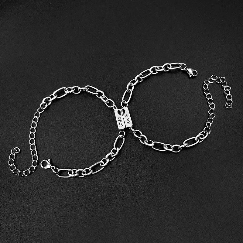 Einfaches Edelstahl-Armband für Paare mit Sonne, Mond und Liebe - EX-STOCK Canada