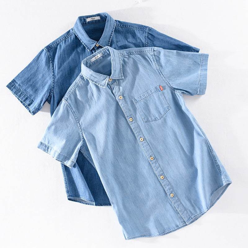 Summer Cotton Short Sleeve Denim Shirt For Men Classic All-matching Jeans - EX-STOCK Canada