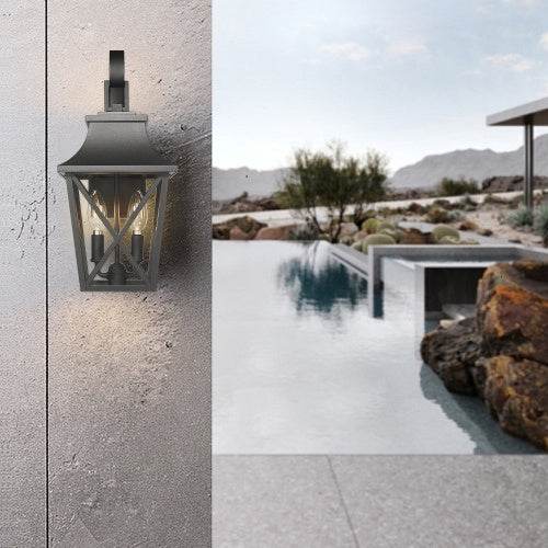Black Outdoor Wall Light 2 Lights, Large Outdoor Modern Wall Light Fixtures, Industrial Porch Light Wall Mounted With Glass, Waterproof Farmhouse Exterior Light Lighting - EX-STOCK Canada