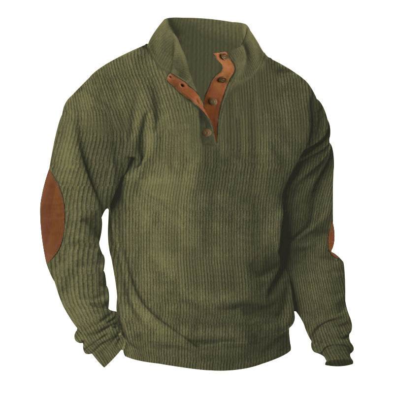 Corduroy Casual Stand Collar Long-sleeved Sweater men - EX-STOCK Canada