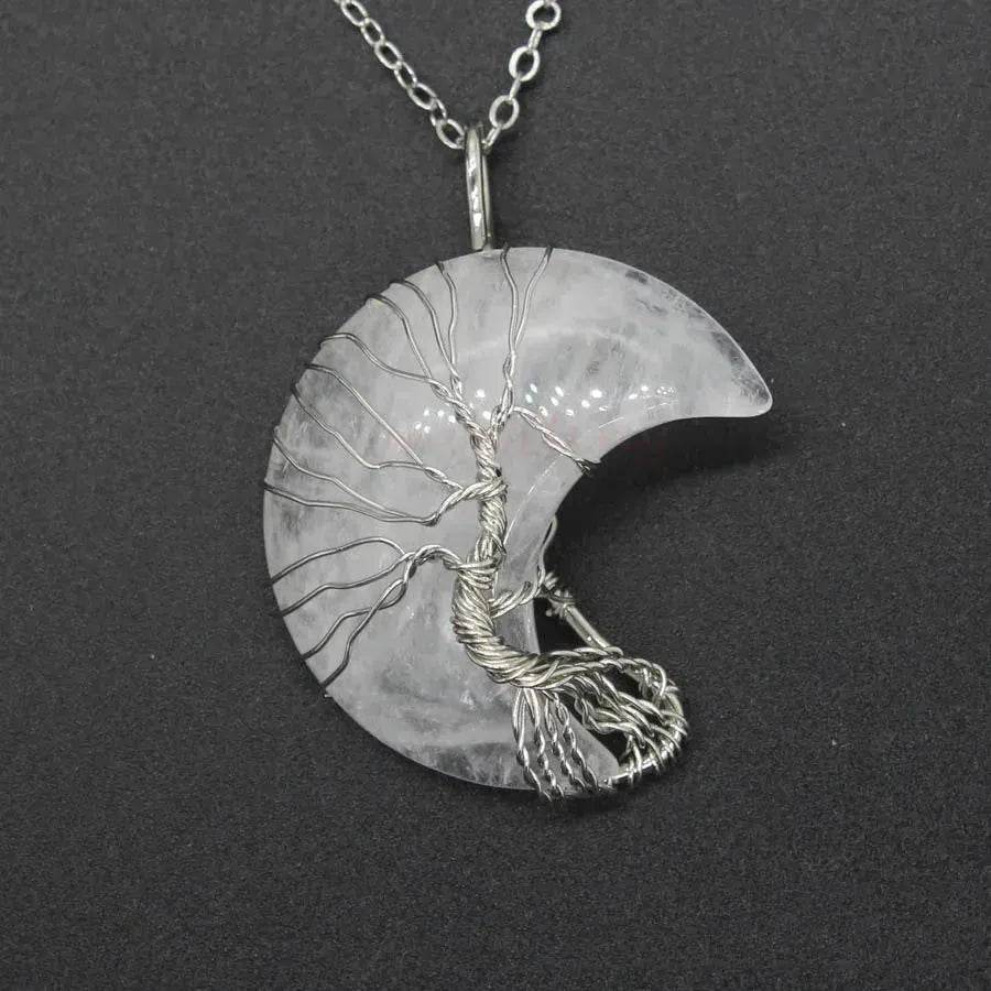 Natural Crystal Moon Pendant for Men and Women - EX-STOCK Canada