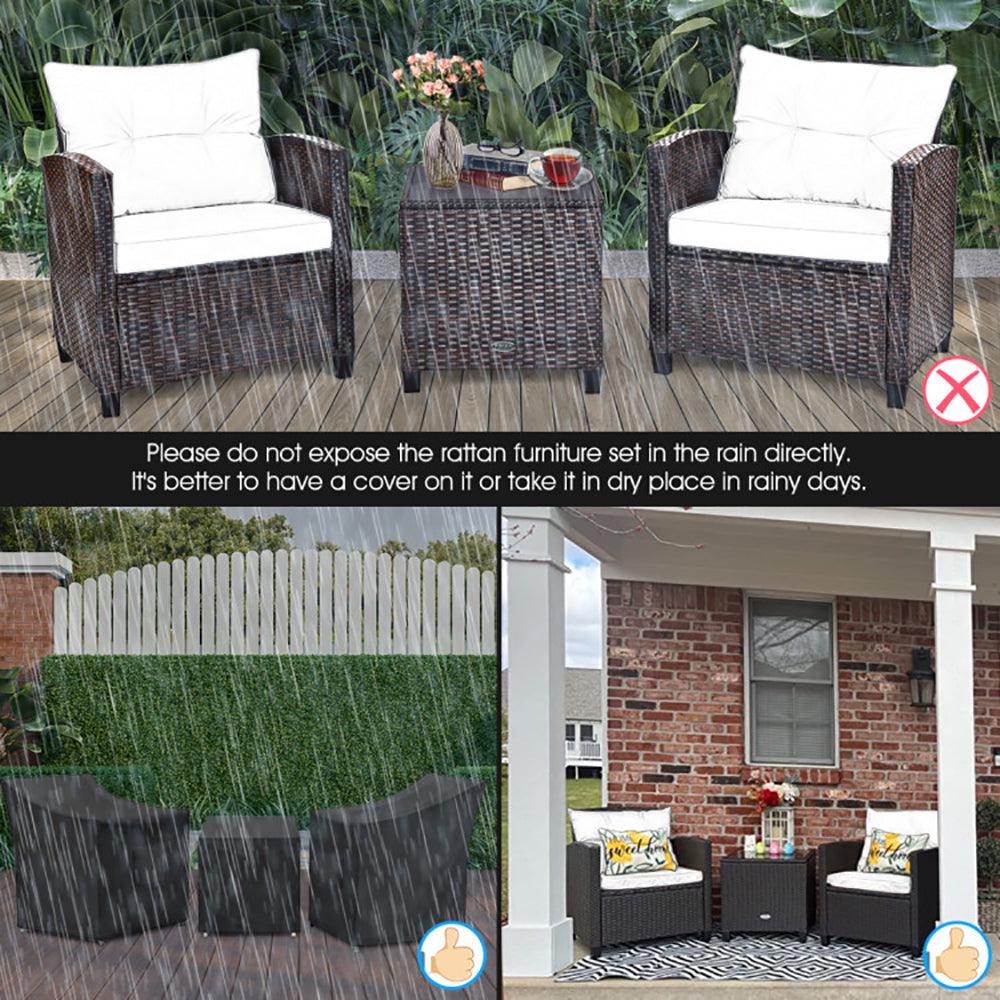 Set di Mobili da Patio in Rattan a 3 Pezzi con Cuscino LavabileEX-STOCK Canada