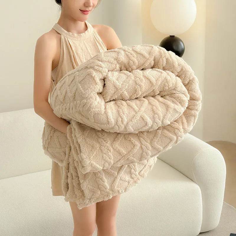 Single-layer Double-sided Tower Velvet Sofa Cover Soft Winter Blanket - EX-STOCK Canada