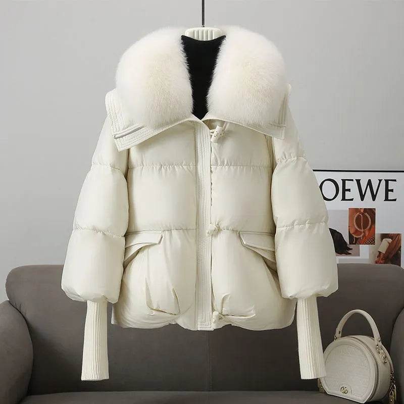Women Cotton-padded Down Jacket Fur Collar Thick Puffer Winter Coat - EX-STOCK Canada