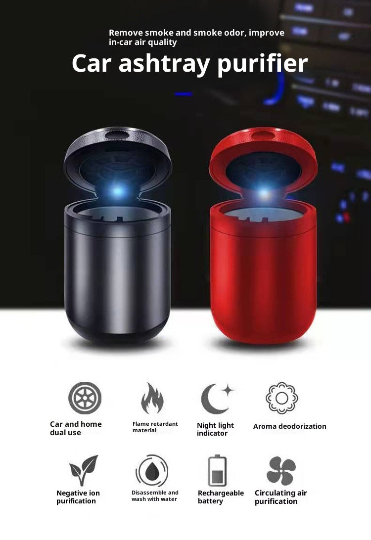Smokeless Ashtray Air Purifier – Aluminum Alloy Rechargeable Design for Car, Home & Office
