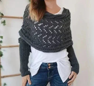 Autumn And Winter Warm Knitted Shawl Women's Hollowed-out Double Sleeve Shawl Collar Fashion Natural For Home And Party EX-STOCK Canada