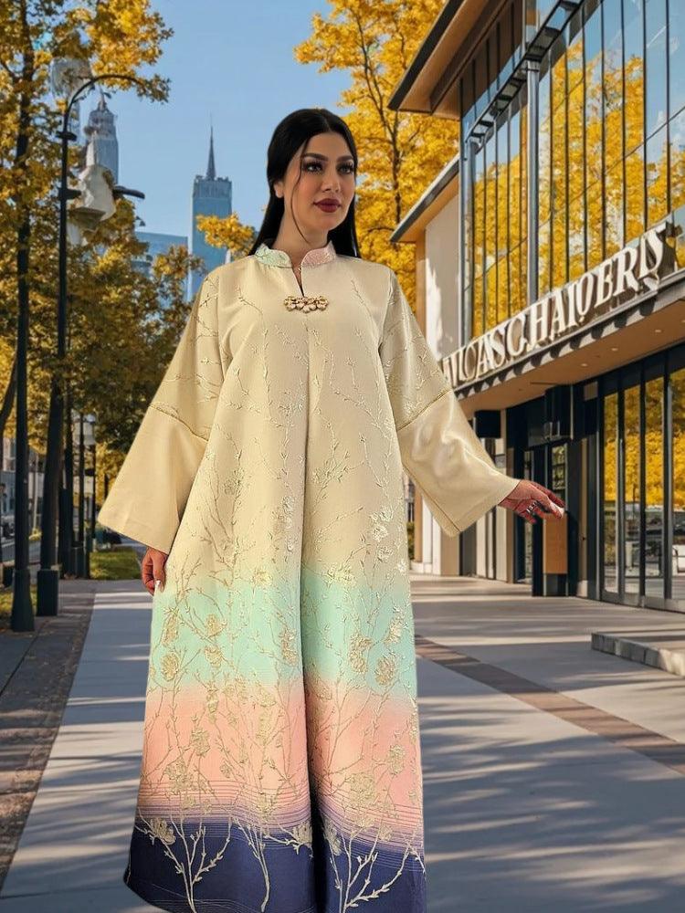 Robe pour femmes à col montant musulman du Moyen-Orient avec dégradé - EX-STOCK Canada