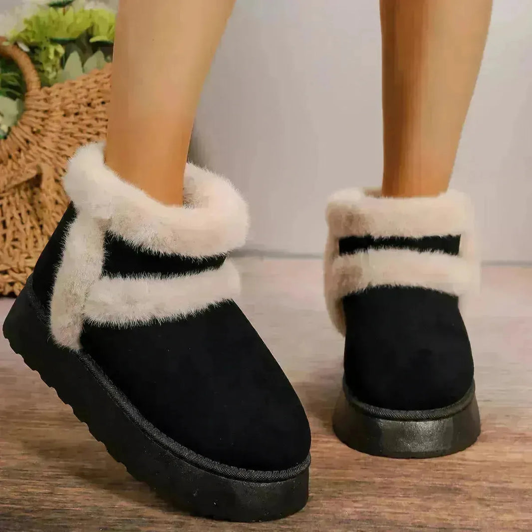 Bottes de neige bordées d'hiver Félures à fourrure chaude pour femmes épaisses décontractées Boot House House