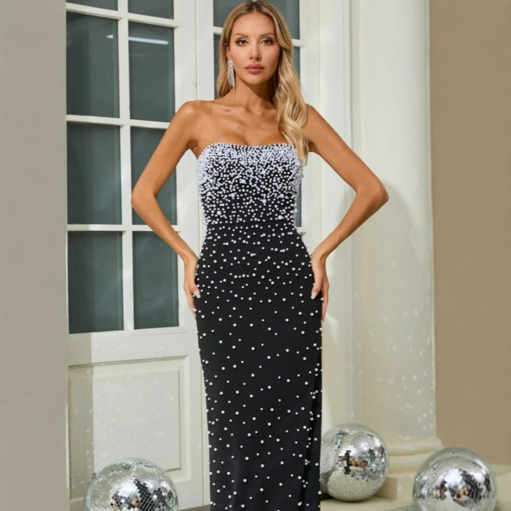 Fashion Bead Tube Top Bandage One-piece Dress Elegant Graceful Dinner Party EX-STOCK Canada