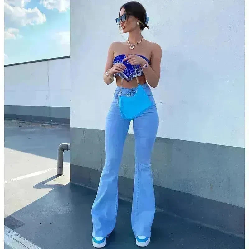 Hot Stretch Denim Pants Tight Slim Fit Bootcut Jeans For Woman - EX-STOCK CANADA