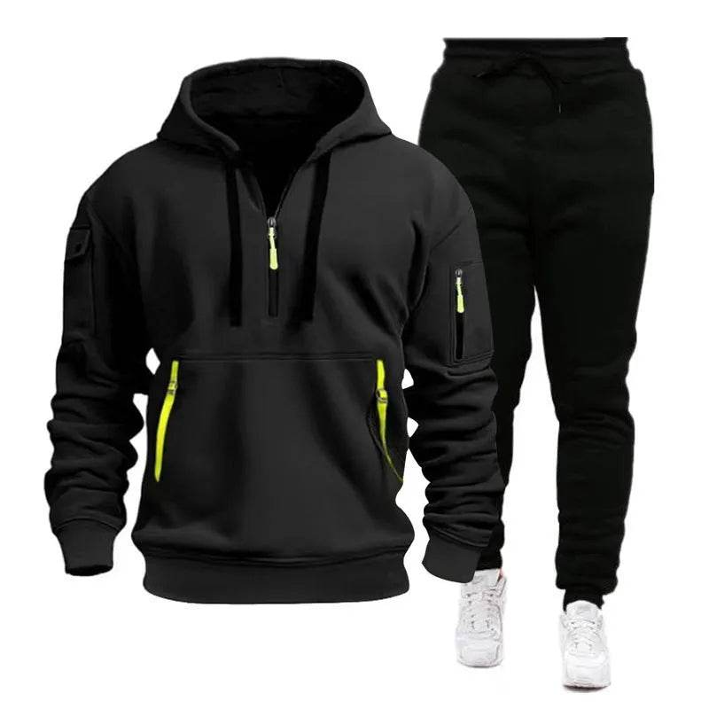 Men's pocket Half Zipper Hoodie Sweatshirt Pullover Sportswear - EX-STOCK Canada