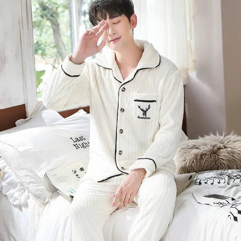 Flannel warm and thickened men's pajamas - EX-STOCK Canada
