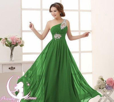 Evening dress one-shoulder dinner banquet long banquet EX-STOCK Canada