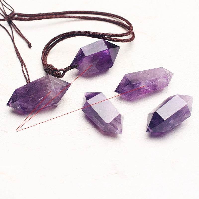Natural Amethyst Hexagonal Crystal Pendant - EX-STOCK Canada