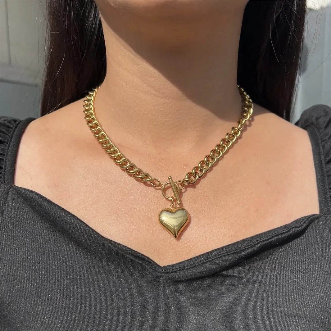 Personalized Punk Stainless Steel Peach Heart Pendant Hemp Flowers Valentine Necklace - EX-STOCK Canada