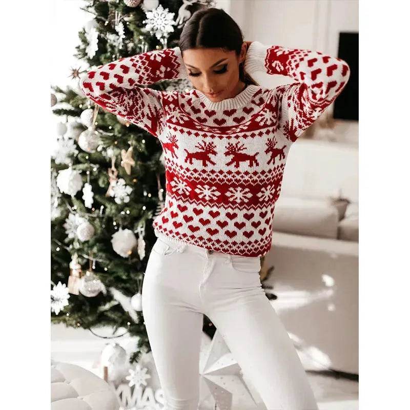 Christmas Elk Long Sleeve Knitted Sweater - EX-STOCK Canada