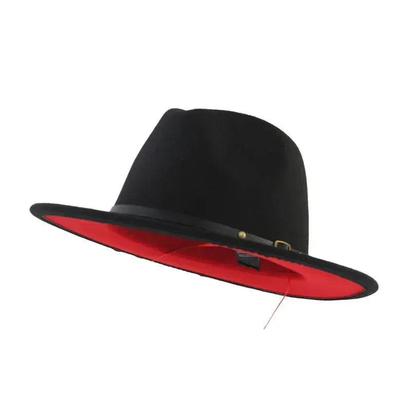 European And American Popular Woolen Top Color Matching Flat Brim Fedora Jazz Hat - EX-STOCK Canada