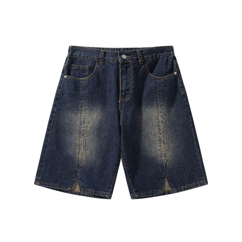 American-style Retro Washed Split Design Denim Shorts For Men Jeans - EX-STOCK Canada