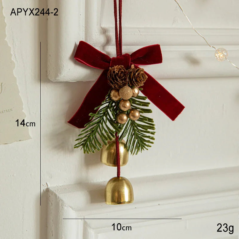 Petite pièce suspendue en forme de cloche de Noël avec nœud en veloursEX-STOCK Canada
