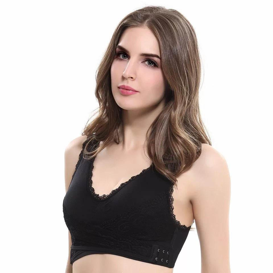 Front Cross Side Buckle Lace Side Non-Wire Sports Fitness Bra women - EX-STOCK Canada