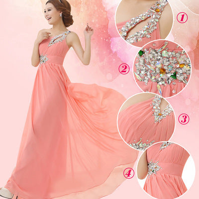 Evening dress one-shoulder dinner banquet long banquet EX-STOCK Canada