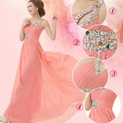 Evening dress one-shoulder dinner banquet long banquet EX-STOCK Canada