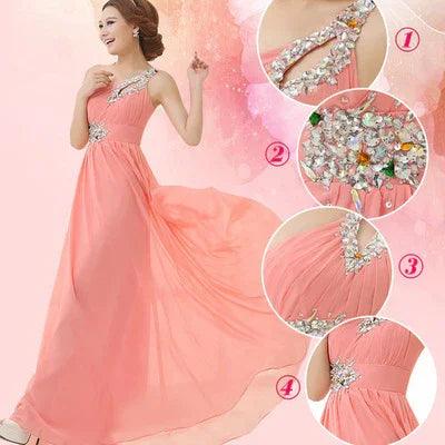 Robe de soirée une épaule dîner banquet longue banquetEX-STOCK Canada