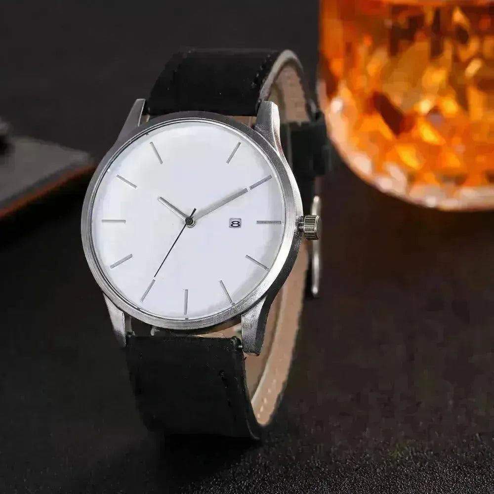 Hommes regardent la mode Business Large Cal cadran pour la ceinture mate masculine Simple Quartz Wrist montre des hommes horloge