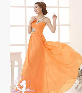 Evening dress one-shoulder dinner banquet long banquet EX-STOCK Canada